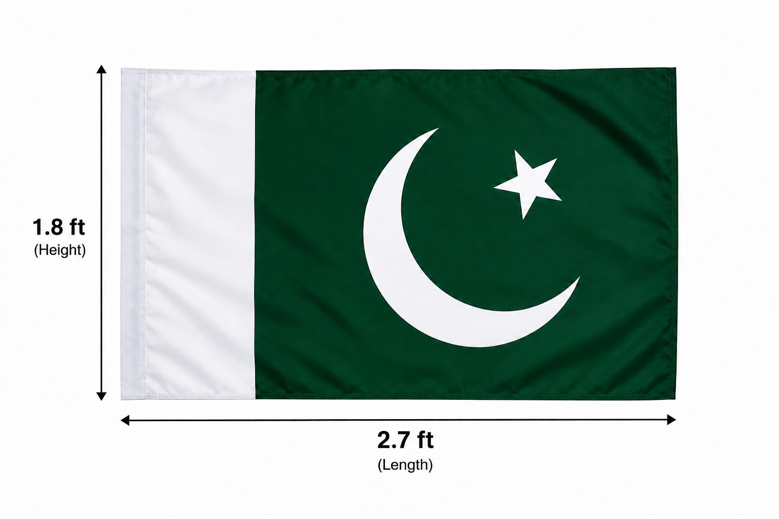 Pakistan Flag 1.8 ft × 2.7 ft – Premium Polyester Green & White National Flag for 14 August & Outdoor Use