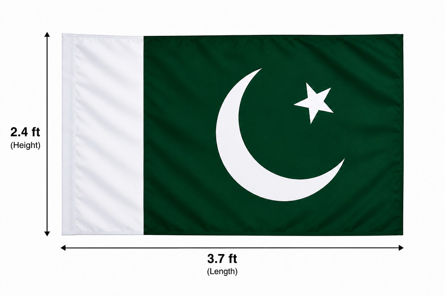 Pakistan Flag 2.4 ft × 3.7 ft – Premium Polyester Green & White National Flag for 14 August & Outdoor Use
