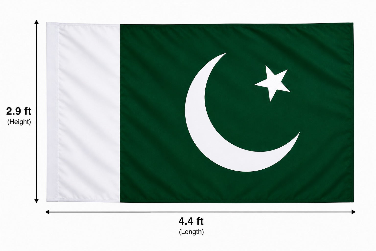Pakistan Flag 2.9 ft × 4.4 ft – Premium Polyester Green & White National Flag for 14 August & Outdoor Use