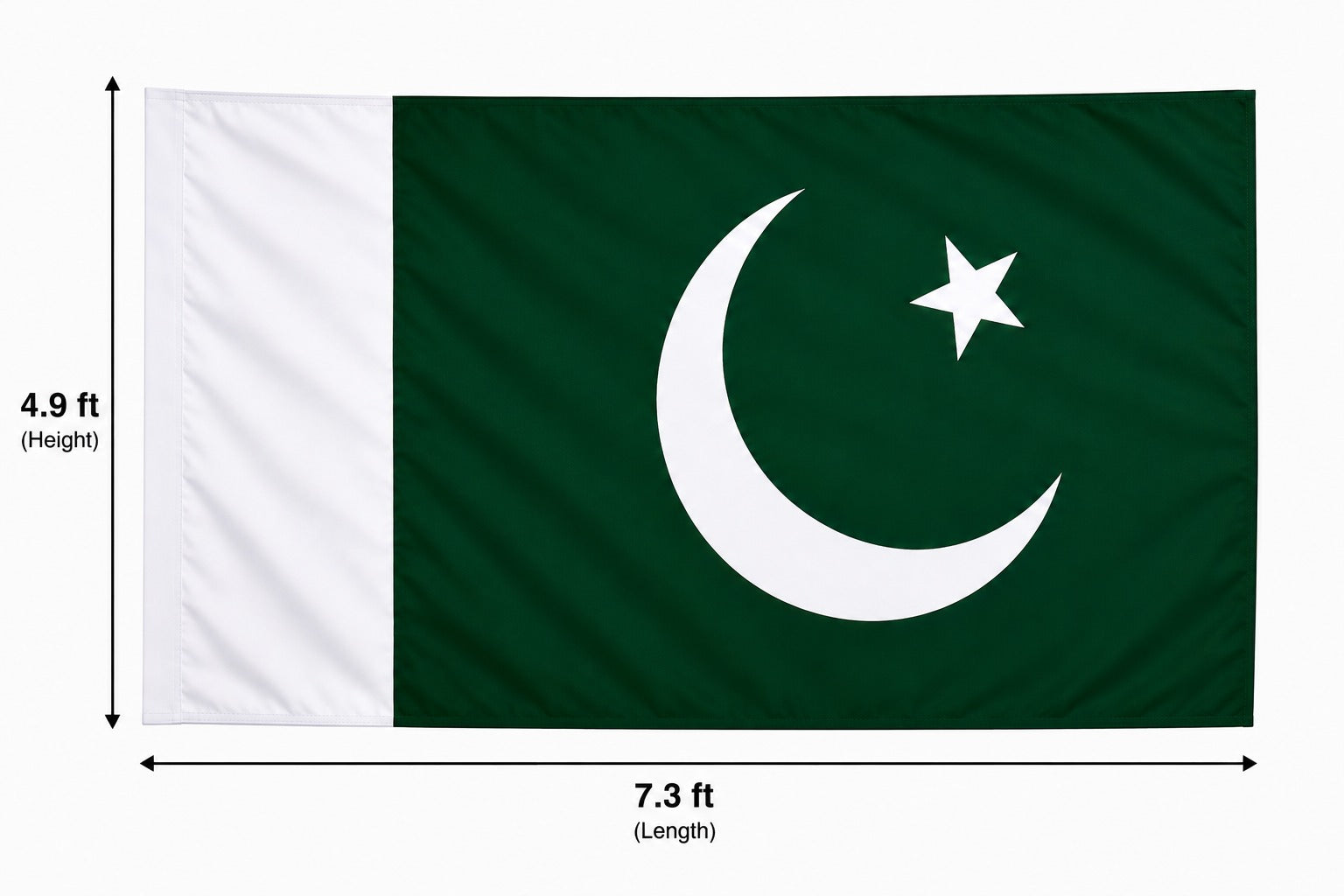 Pakistan Flag 4.9 ft × 7.3 ft – Premium Polyester Green & White National Flag for 14 August & Outdoor Use