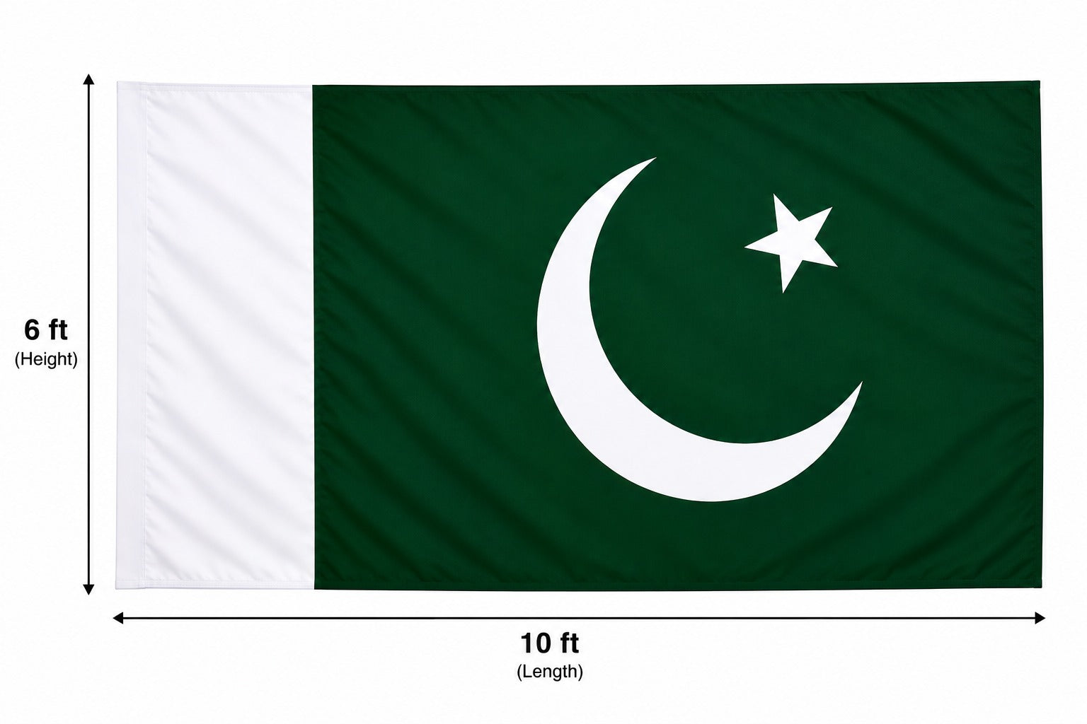 Pakistan Flag 6 ft × 10 ft – Premium Polyester Green & White National Flag for 14 August & Outdoor Use