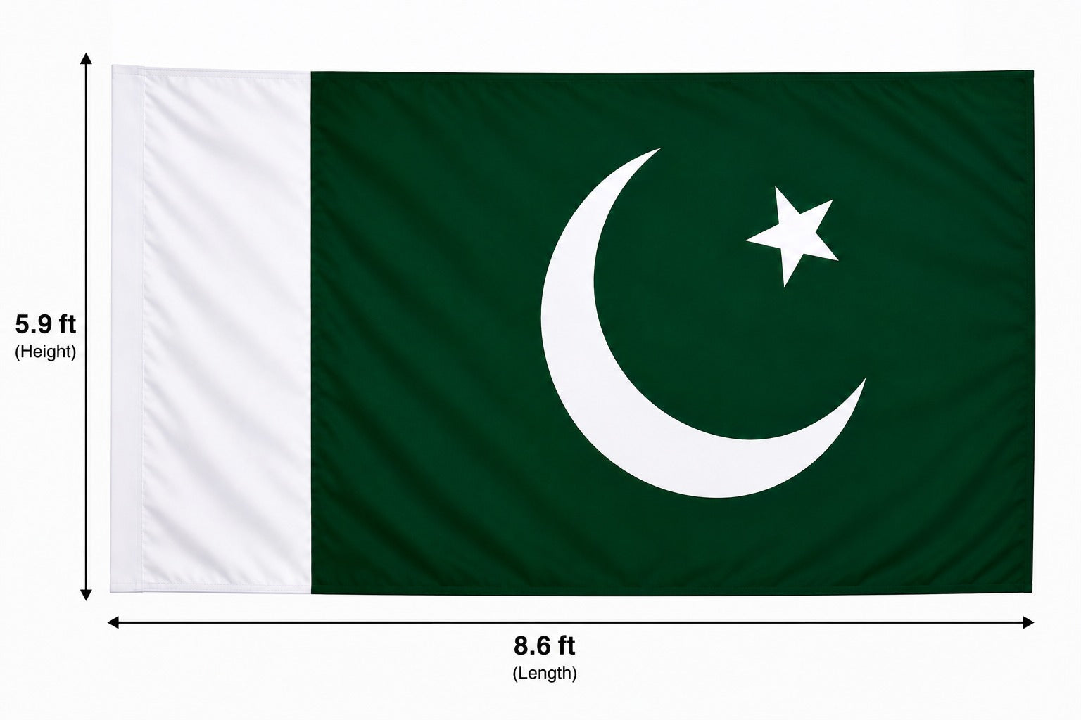 Pakistan Flag 5.9 ft × 8.6 ft – Premium Polyester Green & White National Flag for 14 August & Outdoor Use
