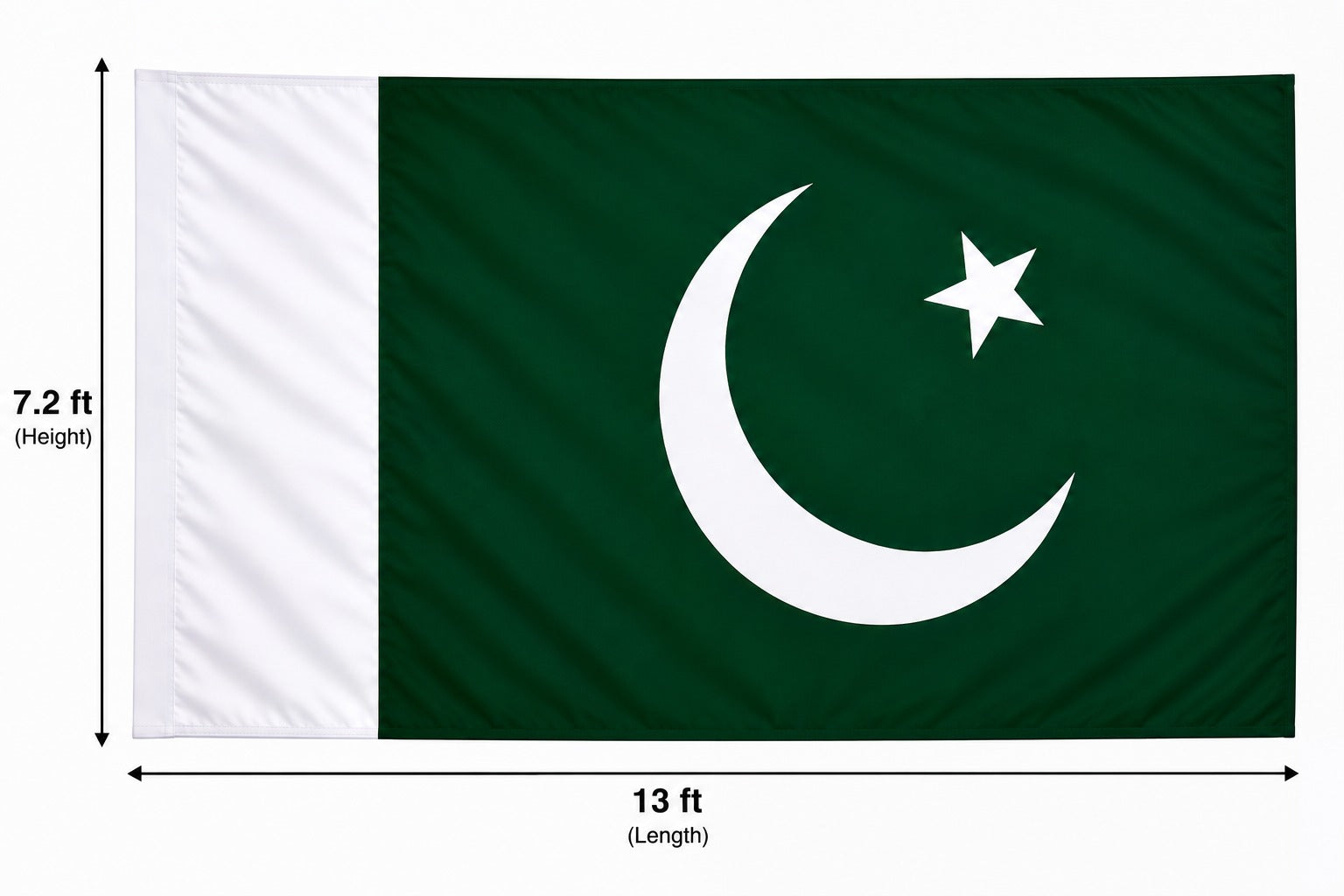 Pakistan Flag 7.2 ft × 13 ft – Premium Polyester Green & White National Flag for 14 August & Outdoor Use