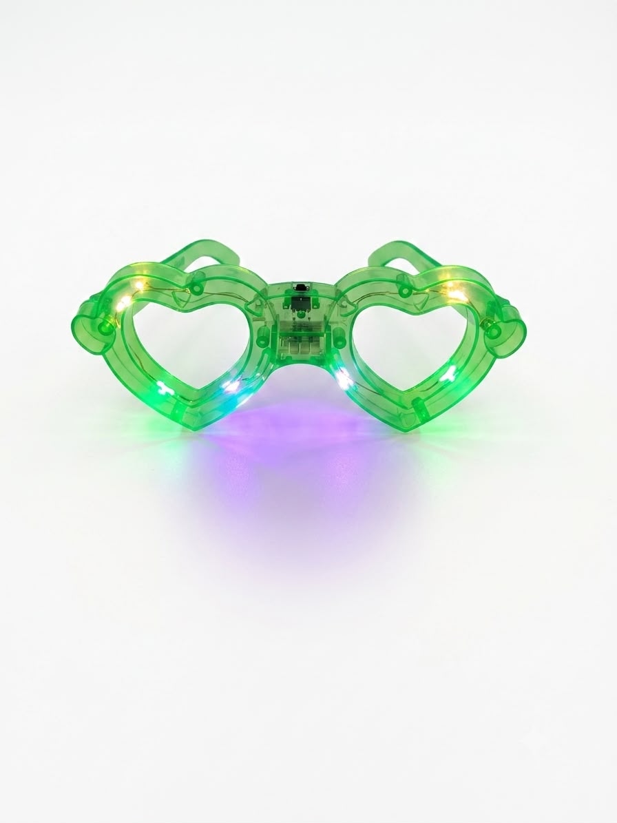 LED Heart Shape Glasses Green Light for 14 August Independence Day